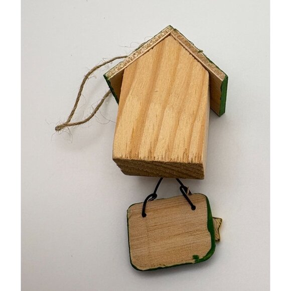 Handcrafted Wooden Birdhouse Christmas Tree Ornament Heart Star Accent - Picture 3 of 7